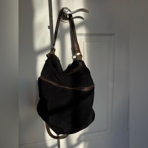 NWT Free People 100% leather suede Black Bag with two handles